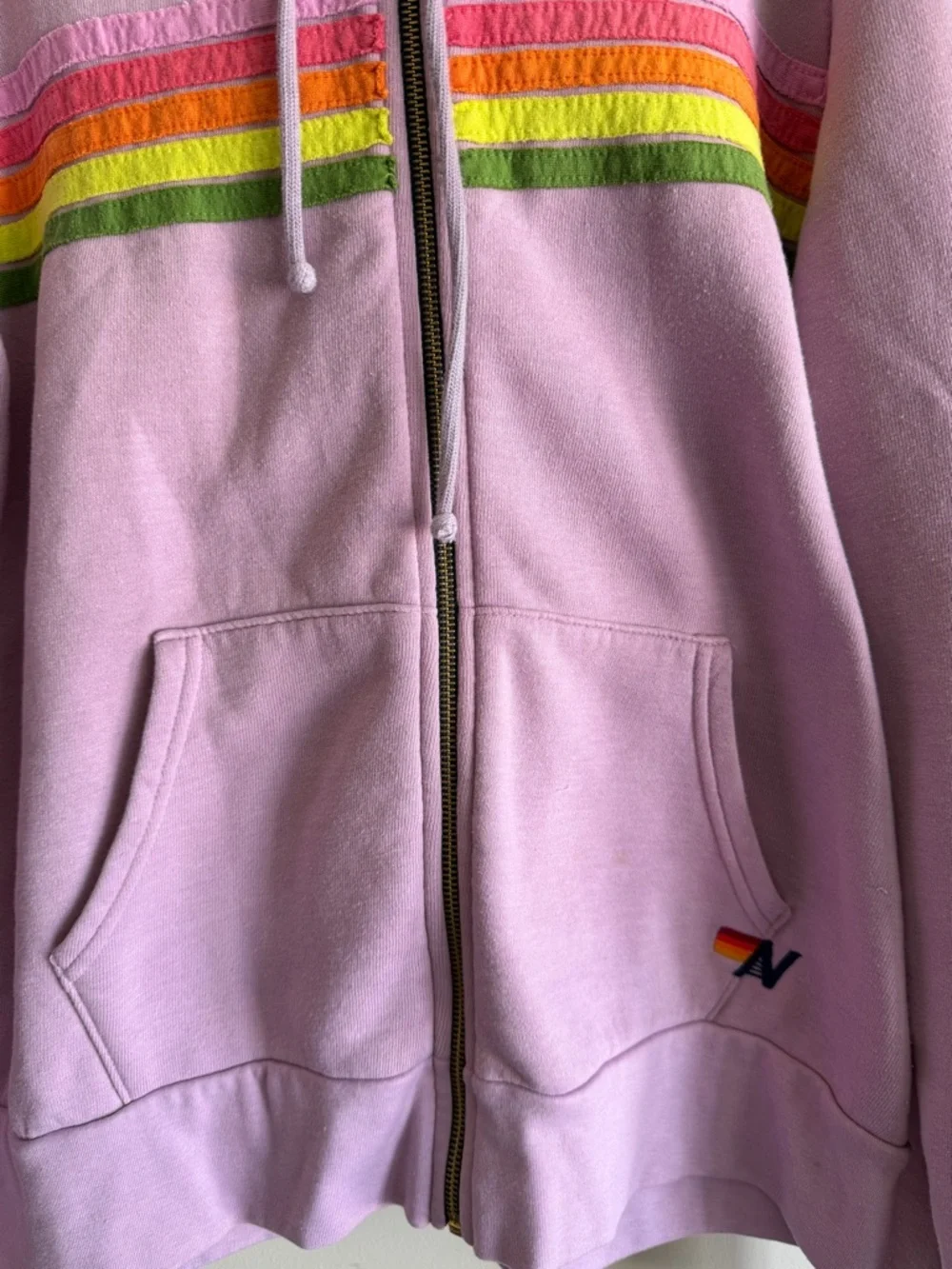 Aviator Nation 5 Stripe Full Zip purple Hoodie,size L - Picture 5 of 6